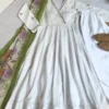 Alia 504 Roman Silk White Anarkali Readymade Dress Diwali Collection