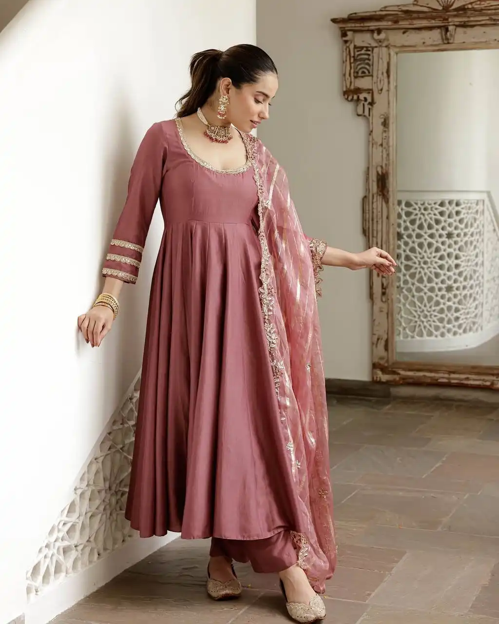 Sabina 871 Roman Simmer Silk Anarkali Gown for woman