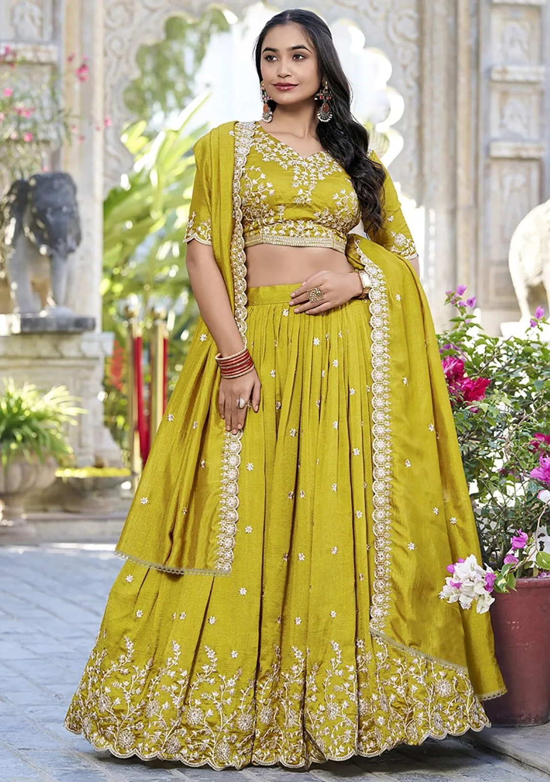 FFD Chinon Embroidery Wedding Lehenga Choli