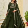FFD Mehndi Green Georgette Anarkali Gown