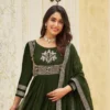 FFD Mehndi Green Georgette Anarkali Gown