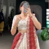 FFD Off White Georgette Embroidery Lehenga Choli