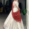 FFD Off White Georgette Embroidery Lehenga Choli