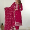 FFD Pink Georgette Embroidery Readymade Dress
