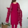 FFD Pink Georgette Embroidery Readymade Dress