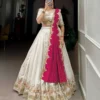 FFD White Chinon Embroidery Wedding Lehenga Choli