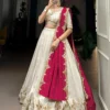 FFD White Chinon Embroidery Wedding Lehenga Choli
