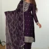 FFD Zilmil Purple Georgette Kurti Pant Dupatta