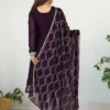 FFD Zilmil Purple Georgette Kurti Pant Dupatta