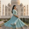 KB 3307 Faux Georgette Sequence Embroidery Wedding Gown