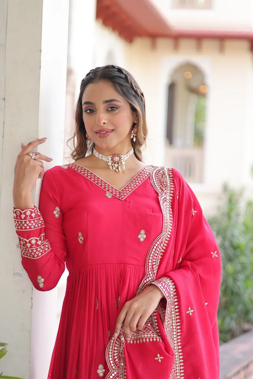 Mohini 9281 Vichitra Silk Embroidery Gown With Dupatta