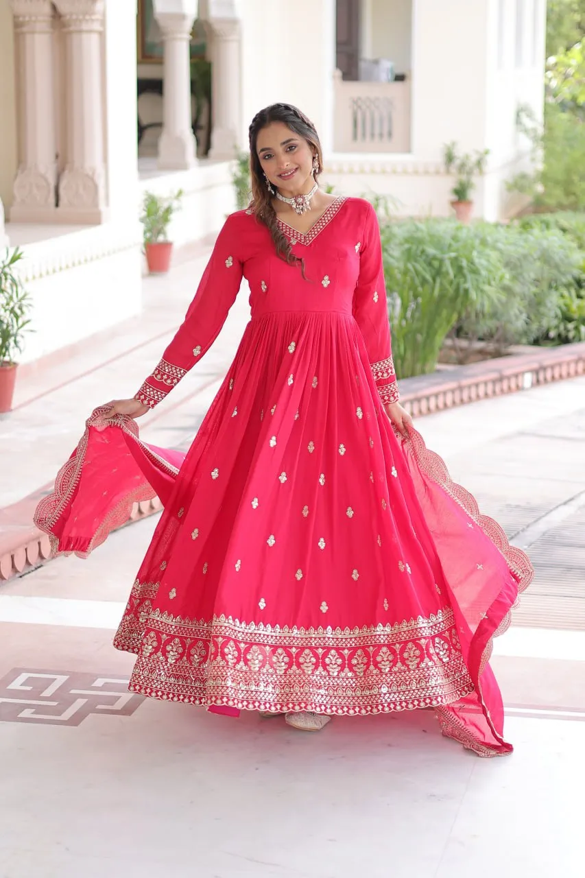 Mohini 9281 Vichitra Silk Embroidery Gown With Dupatta