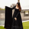 FFD Black Georgette Gown With Dupatta