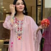 FFD Baby Pink Tesla Kurti Pant Dupatta