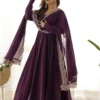 FFD Sakhi Wine Georgette Gown Dupatta