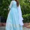 FFD Eagle Sky Blue Georgette Gown Dupatta