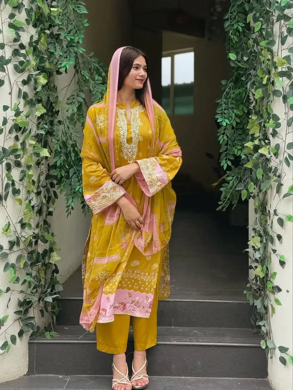 Zarin Vol 043 Yallow Color Soft Cotton Readymade Dress for woman