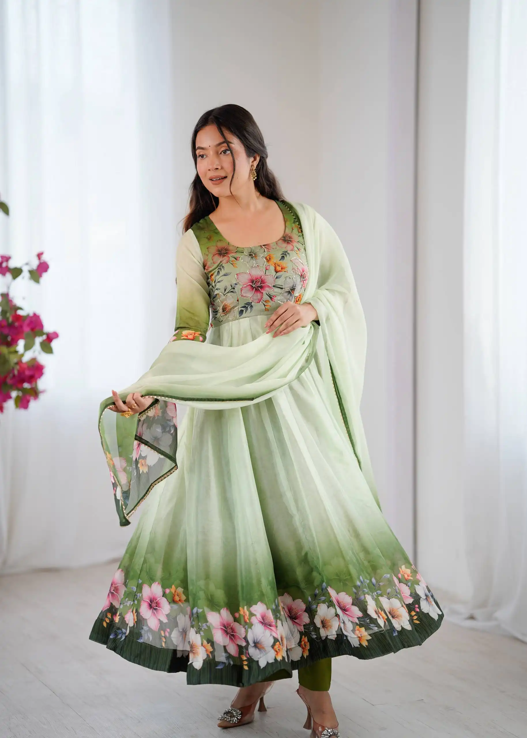 Alia 531 Organza Soft Taby Silk Readymade Dress