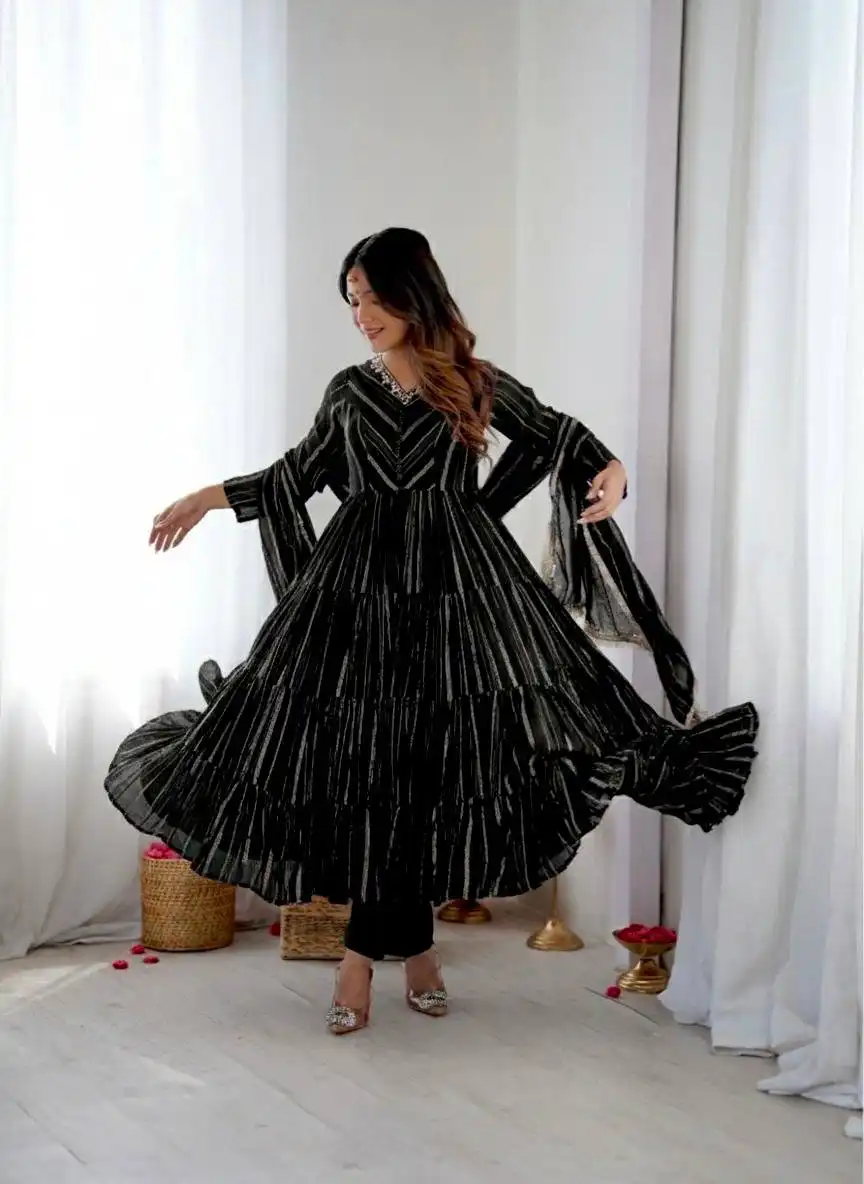 Sabina 5305B Mal Chanderi Women Dress Ruffle Readymade