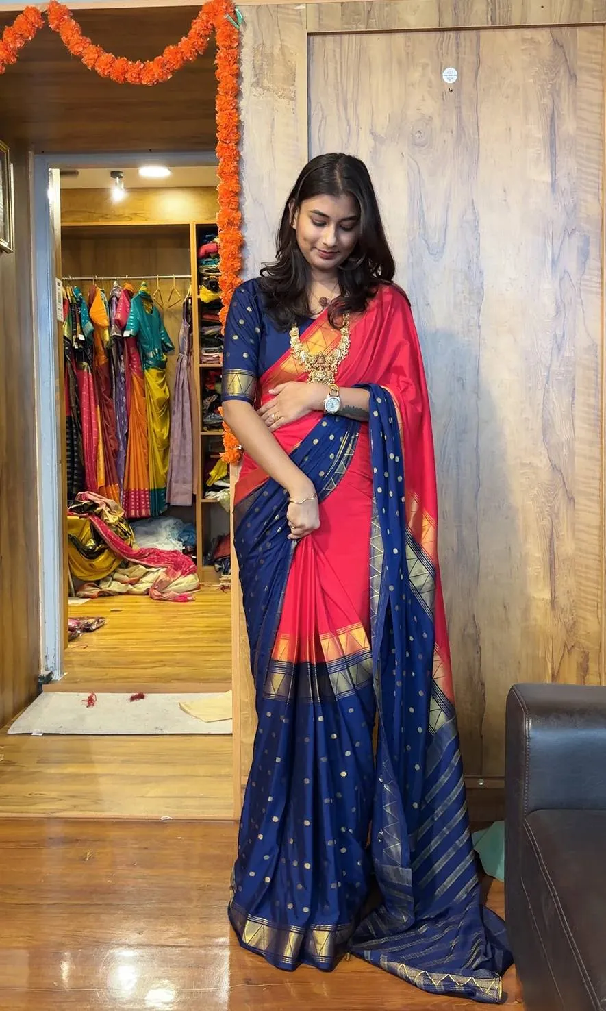 SGT 237 Mysore Silk Double Tone Zip And Go Gown Saree Trading Design