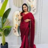 SGT 239 Space Silk Maroon Zip and go Gown Saree for Party Wear Design