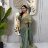 SGT 239 Space Silk Sky Blue Zip and go Gown Saree for Wedding with Beads