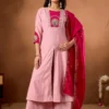 Lila 150 Roman Silk Anarkali Kurti With Palazzo With Embroidery Work