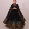 Deepika 5996 Black Designer Anarkali Long Kurti Pant With Dupatta for woman