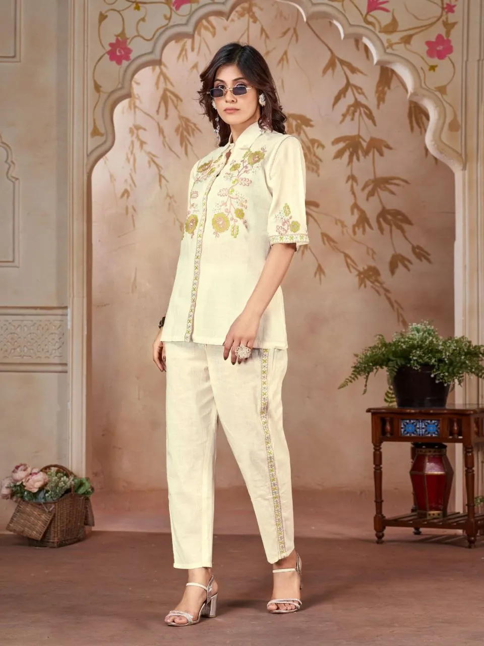 Zarin Vol 01 Handloom Khadi Cotton Embroidery Shirt With Pant