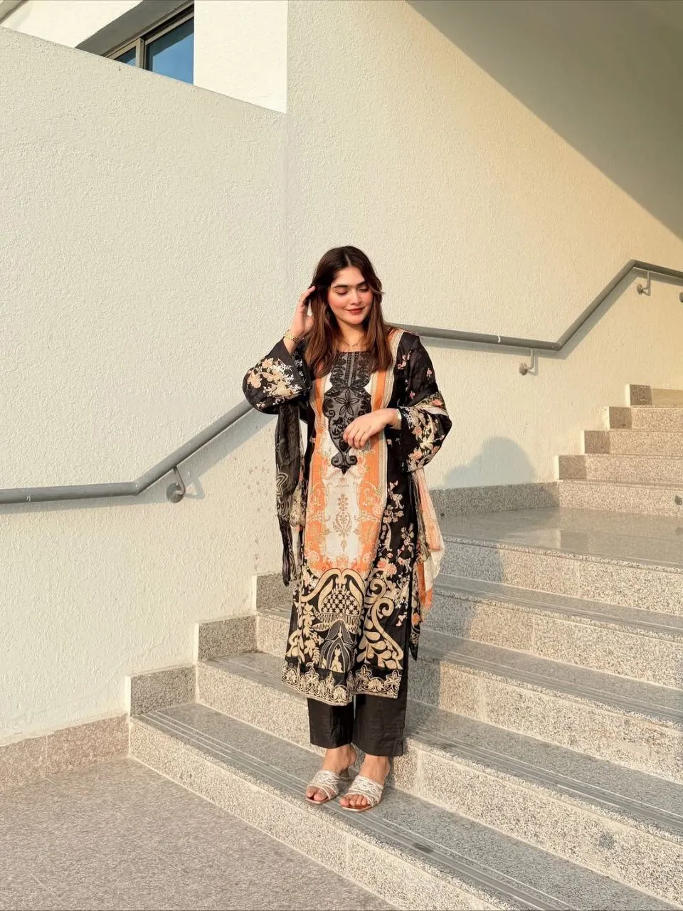 Zarin 47 Black Soft Cotton Digital Printed Readymade Dress