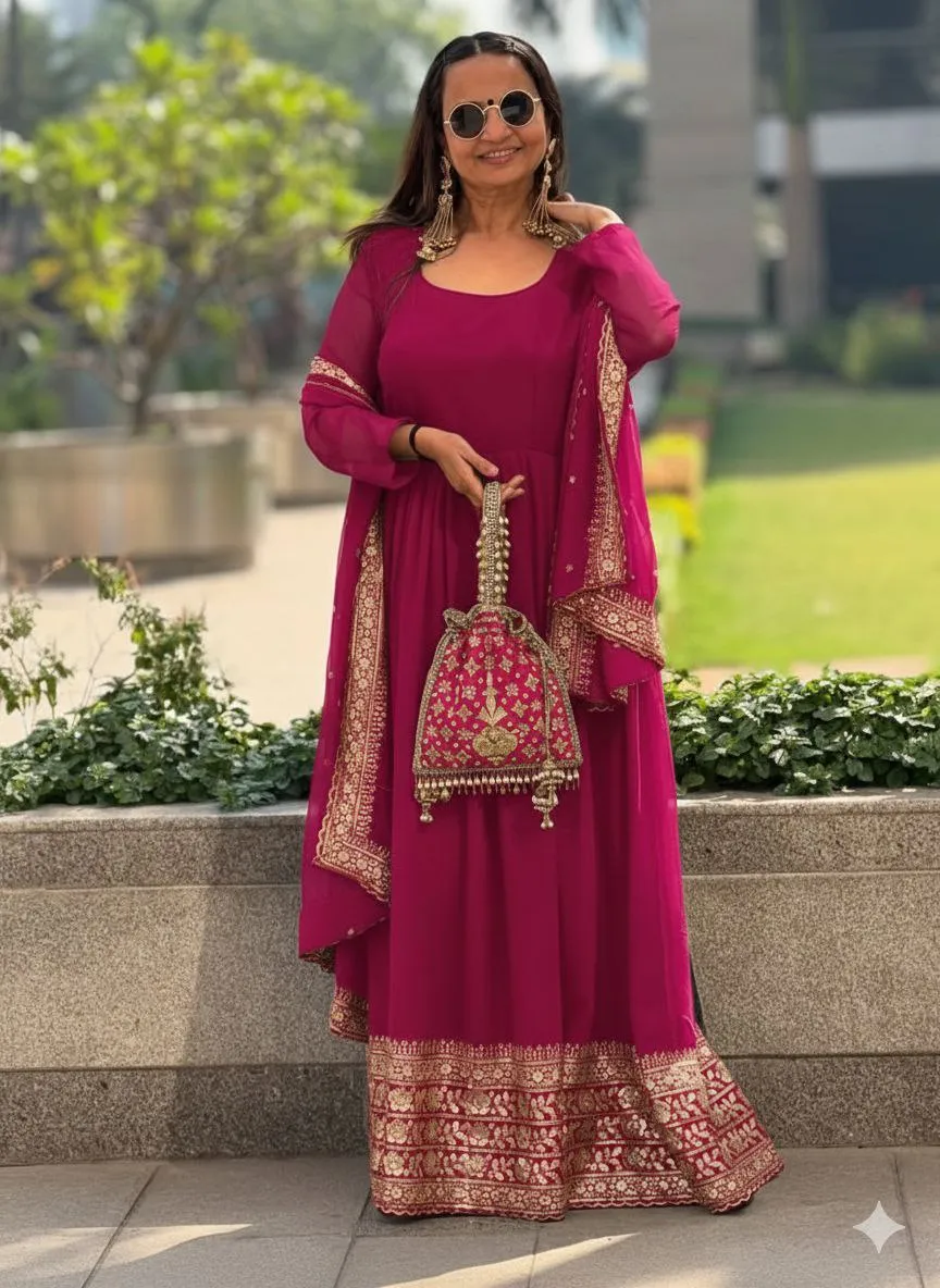 Zarin 44 Georgette Anarkali Gown Pant With Dupatta Party Wear Collection