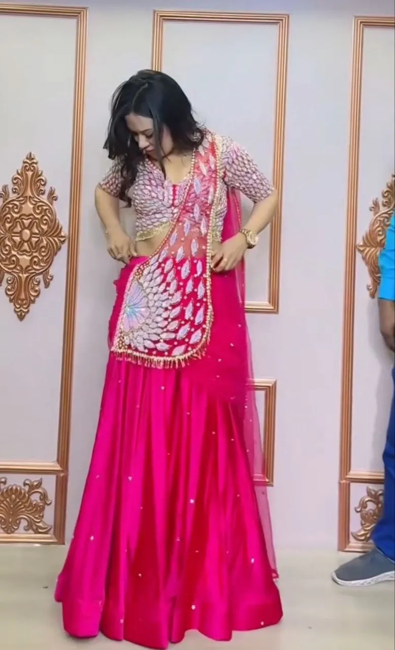 Madhuri 248 Natural Crepe Designer Party Wear Half Lehenga Saree