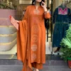 Zarin 57 Orange Designer Kurti Pant With Dupatta