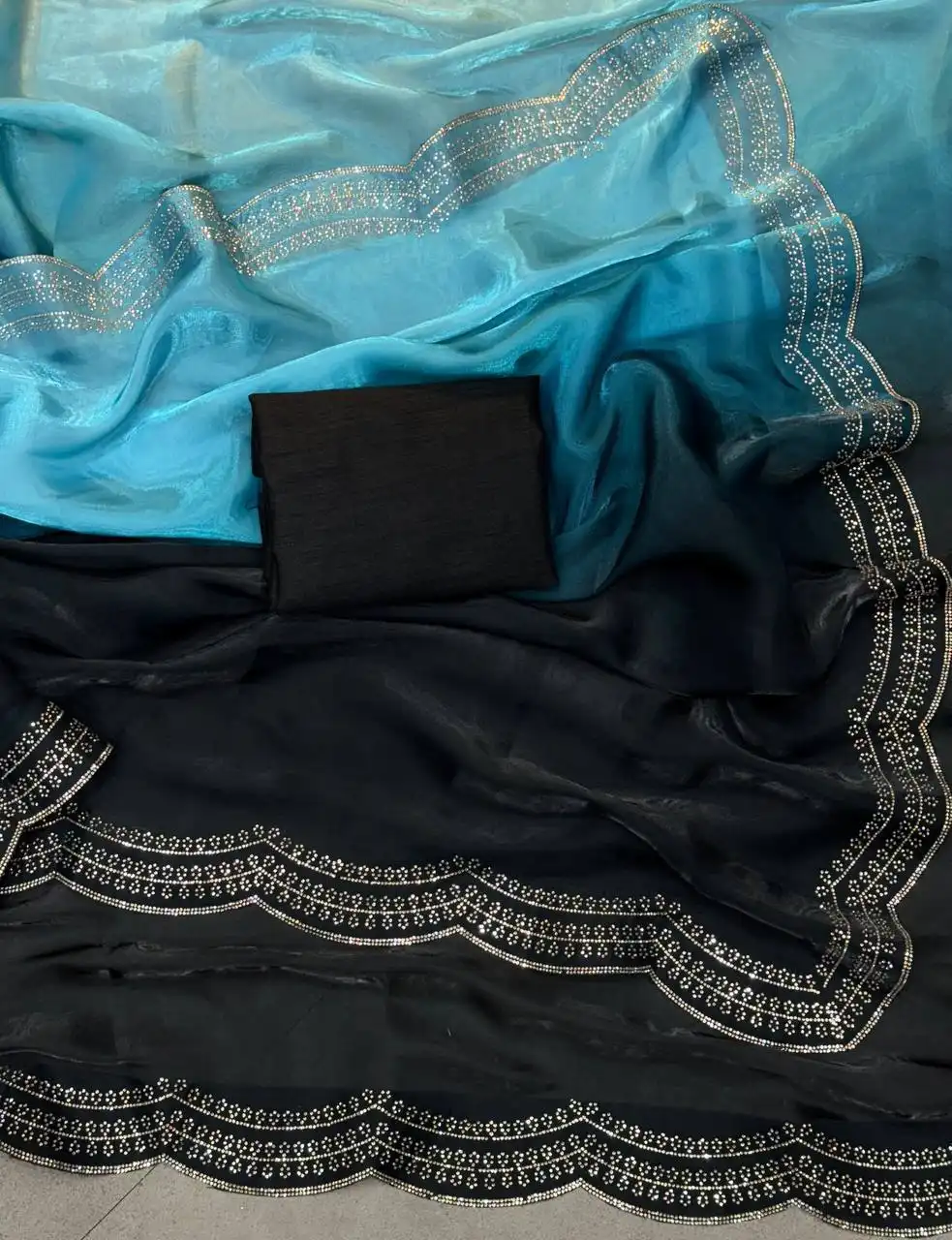 WMS Vol 163 Two Tone Padding Saree With Diamond Jarkhand Work