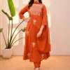 FFD Vol 116 Orange Embroidery Kurti Pent With Dupatta