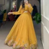 WMN 1118 Yellow Georgette Designer Co Ord Set Lehenga For Women