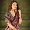 WMN 7301 Maroon Tasar Silk Kalamkari Printed Saree