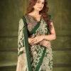 WMN 7301 Green Tasar Silk Kalamkari Printed Saree For Women
