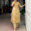 WMN 4702 Yellow Chanderi Floral Printed Co Ord Set Collection
