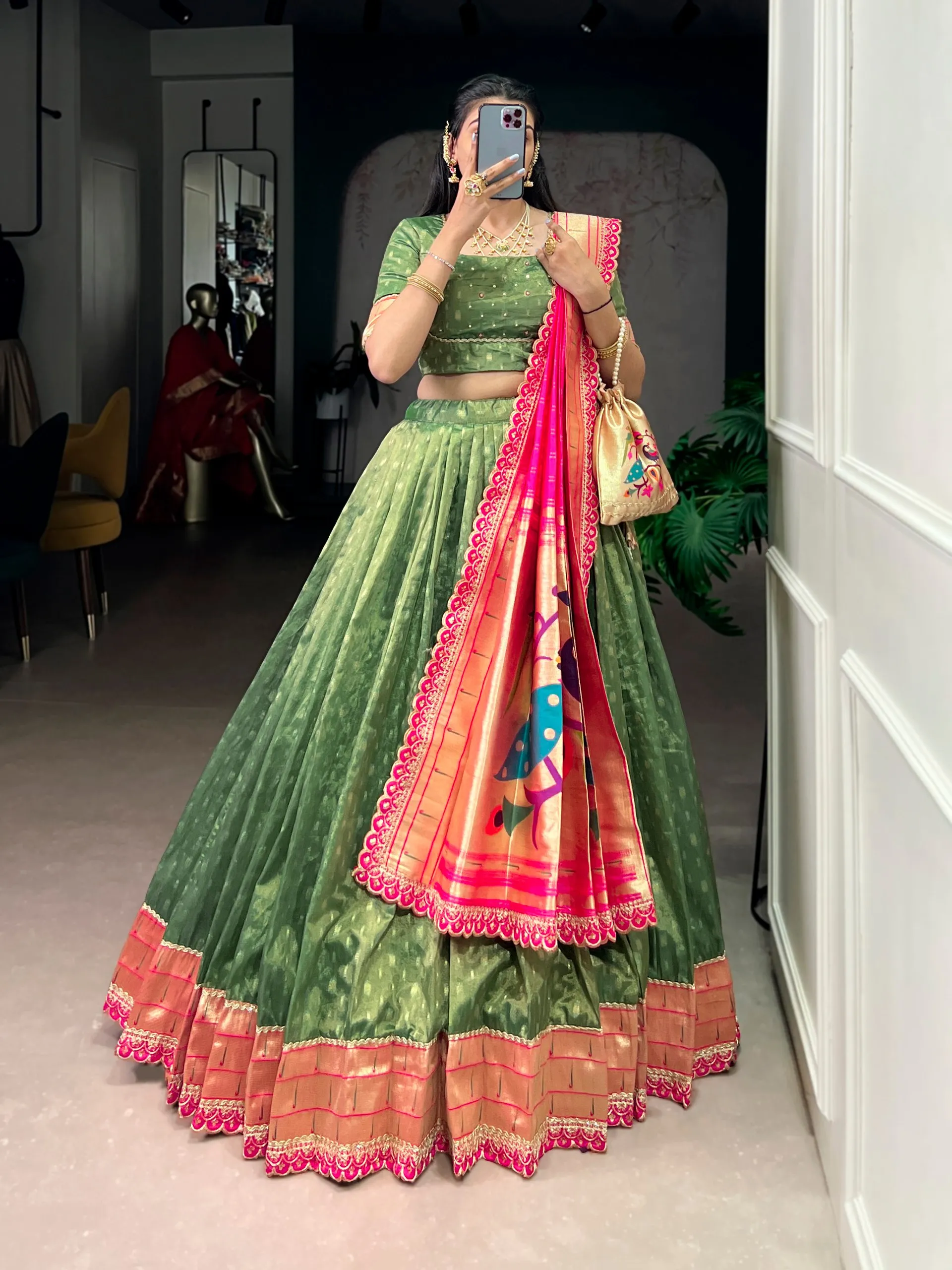 WMN 2032 Organza Zari Weaving Paithani Lehenga Choli Collection