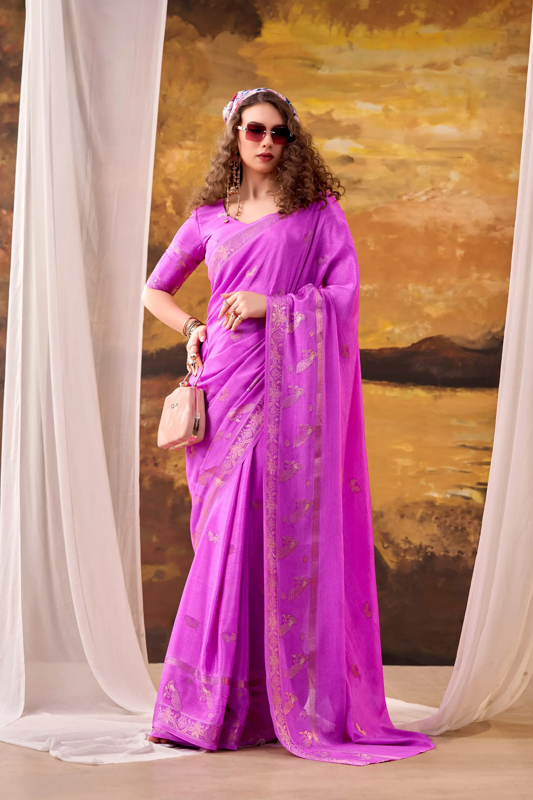 WMN 7913 Crepe Weaving Work Saree Collection For Women