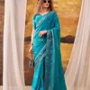 WMN 7913 Sky Blue Crepe Saree Collection With Weaving Work