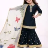 Baby 243 Party Wear Black Heavy Pure GMY SILK Top Sharara & Dupatta Set