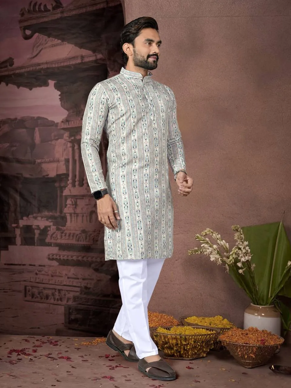 Shyam Cotton Kurta Pajama Printed Sequence Party Wear Collection