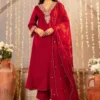 Beauty J 1011 Red Roman Silk Readymade Dress Collection