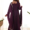 FFD Sakhi Wine Georgette Gown Dupatta