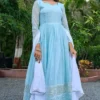 FFD Eagle Sky Blue Georgette Gown Dupatta