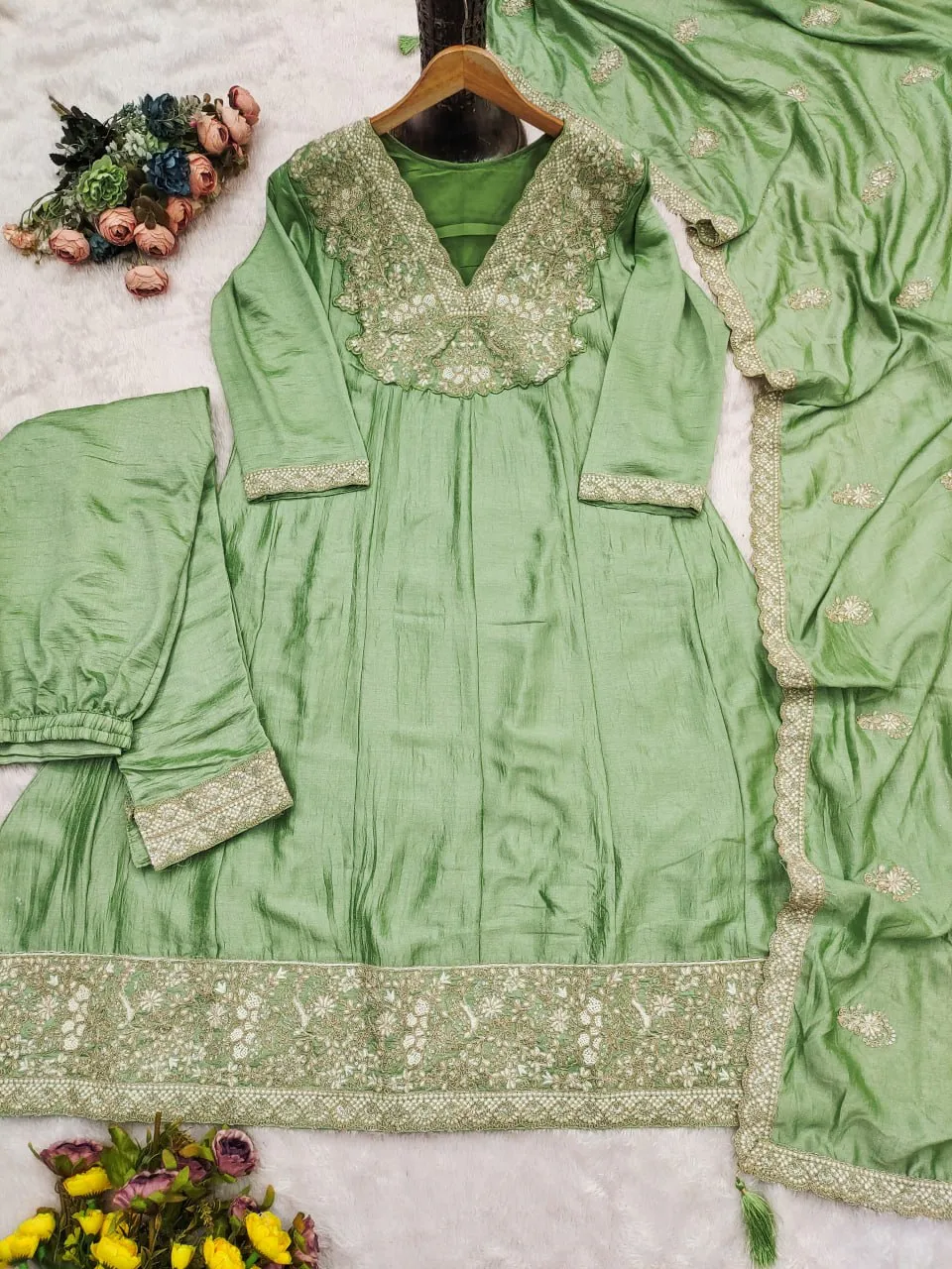 Zarin Vihanika Heavy Silk Festival Wear Readymade Dress