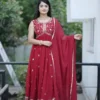 WMT 6042 Faux Gorgette Festival Gown With Dupatta