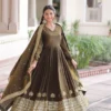 Moni 1218 Vichitra Silk Festive Gown with Sequins Work And Dupatta